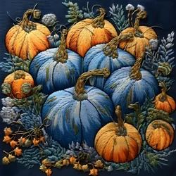 Stickereikürbisse in Blautönen 3