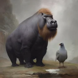 Wasserschwein gemischt mit einem Silberrücken-Gorilla