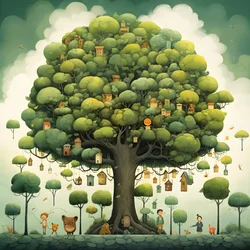 Kinderillustration Bäume 1