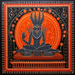 Der Teufel Lucifer lehnt sich in einem teuflischen Palast zurück