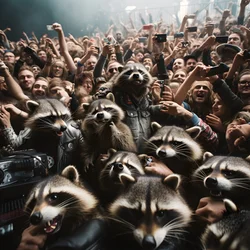 eine Horde voller Waschbären bei einer Rockshow