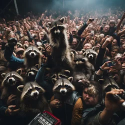 eine Horde voller Waschbären bei einer Rockshow