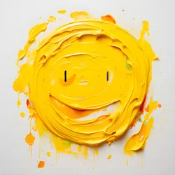 Gelbes Smiley-Gesicht in Impasto gemalt