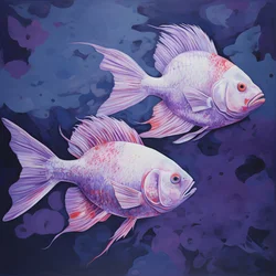zwei Fische in der Farbe violett