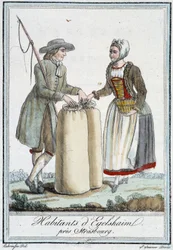 Einwohner von Egelshaïm, nahe Straßburg - in „Encyclopedia of travels“ von J. Grasset St Sauveur, Deron, Paris