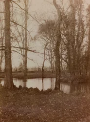 Album des Ersten Weltkriegs in Friaul-Julisch Venetien: der Teich im Park der Villa Brazza, Kriegslazarett Nr. 17, Soleschiano Manzano