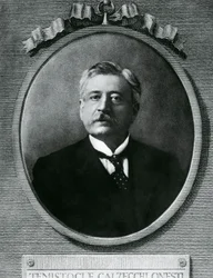 Porträt von Temistocle Calzecchi Onesti (1853-1922), italienischer Physiker und Erfinder, Radierung nach Fotografie