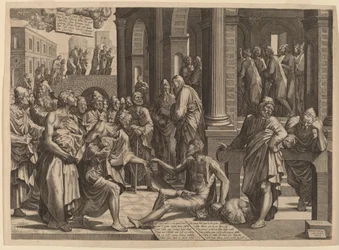 Die Apostel Petrus und Johannes heilen den Gelähmten
