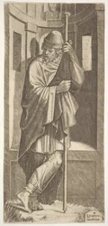 St. Jakobus der Ältere, an einen Stock gelehnt