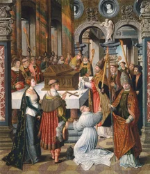 Die Messe, Detail aus der Legende von St. Bertin, von Lancelot Blondeel