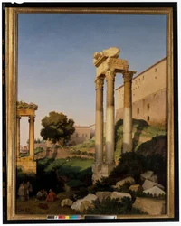 Ansicht des Forum Romanum mit den Tempeln von Vespasian und Saturn