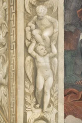 Putti, Dekorationen um die Fenster (Fresko)