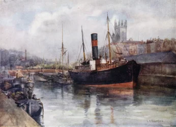 Die Menapia, ein irischer Händler, St. Stephens Kirche im Hintergrund