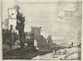 Ziegenhirte bei einem Schlossgraben