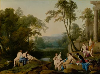 Diana und ihre Nymphen in einer Landschaft