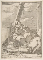 Christus und die Jungfrau am Fuß des Kreuzes