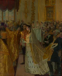 Die Hochzeit von Zar Nikolaus II. und Prinzessin Alix von Hessen-Darmstadt am November 26, 1894, 1895