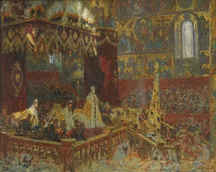 Die Krönungszeremonie von Zar Nikolaus II. in Moskau. Skizze