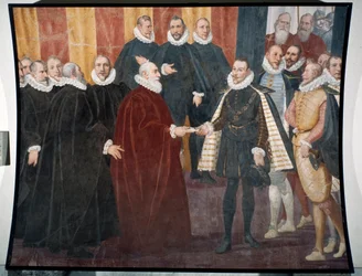 Treffen von Dogen Giacomo Durazzo Grimaldi und Infant Don Juan von Österreich (Fresko)