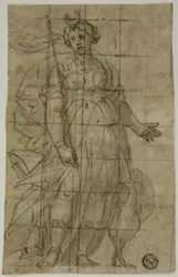 Studie für Juno (oder Diana) mit einem Pfau