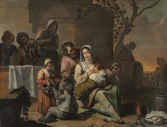 Vintage-Szene und tanzende Bauernkinder