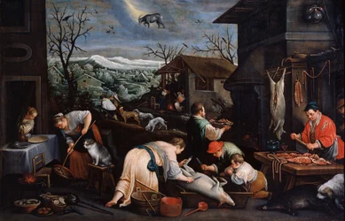 Dezember aus der Serie Die Jahreszeiten, spätes 16. oder frühes 17. Jahrhundert