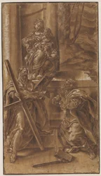Madonna mit Kind und den Aposteln Andreas (links) und Judas (rechts)