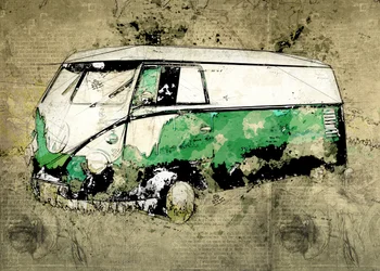 Künstlerischer Grüner Bus