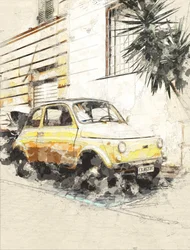 Klassischer gelber Fiat