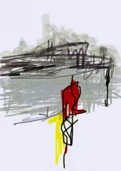 Rote Figur Urbanes Abstrakt