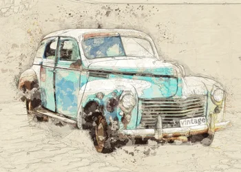 Rustikales blaues Vintage-Auto