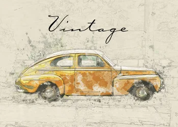 Vintage Auto Skizze