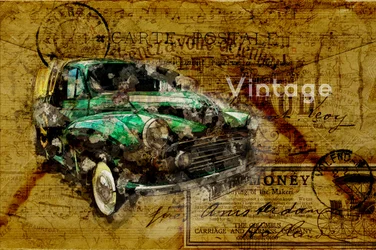 Vintage-Auto-Reisekarte