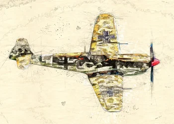 Skizze eines Vintage-Kampfflugzeugs
