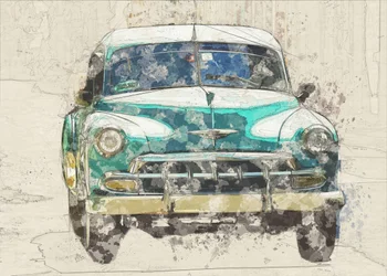 Vintage Grünes Auto Skizze