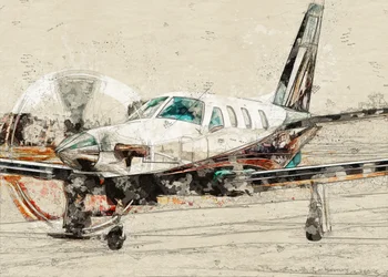 Skizze eines Vintage-Propellerflugzeugs