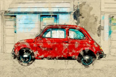 Vintage rotes Auto auf der Straße
