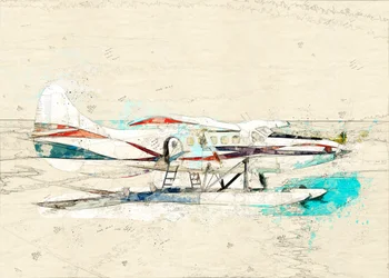 Vintage Wasserflugzeug Skizze