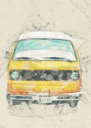 Gelber Retro Camper Van