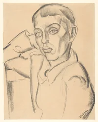 Junger Mann stützt seinen Kopf auf seine Hand