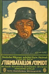 Sturmbataillon Schmidt; Deutsche Männer schützt Eure Heimat! Tretet ein beim ... Veröffentlicht in Berlin, 1917