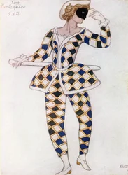 Kostümentwurf für Harlekin, aus Dornröschen, 1921