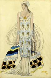 Kostümentwurf für Ida Rubinstein im Drama Phaedra (Phedre) von Jean Racine