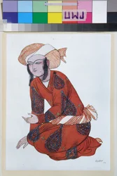 Kostüm für das Ballett Scheherazade von Nikolai Rimski-Korsakow - Entwurf von Leon Bakst, Lithographie 1922