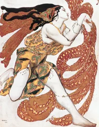 Kostümentwurf für eine Bacchantin, aus dem Ballett "Narziss", mythologisches Gedicht mit Musik von N