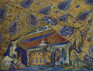 Bühnenbild für das Ballett Orientalische Fantasie von Ippolitov-Ivanov und Mussorgsky, 1913