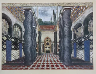 Bühnenbild für das Stück Das Martyrium des heiligen Sebastian von Gabriele D