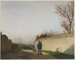 Landstraße mit Bauer