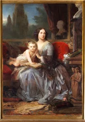 Porträt von Maria Brignole-Sale De Ferrari, Herzogin von Galliera (1811-1888) mit ihrem Sohn Filippo. Gemälde von Léon Cogniet (1794-1880) 1856 Palazzo Rosso, Galleria, Genua