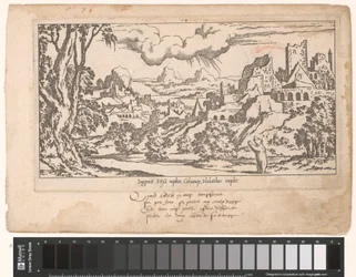 Callisto als Bär bittet Jupiter in einer Landschaft mit Ruinen (Die Fabel von Callisto, Serientitel)